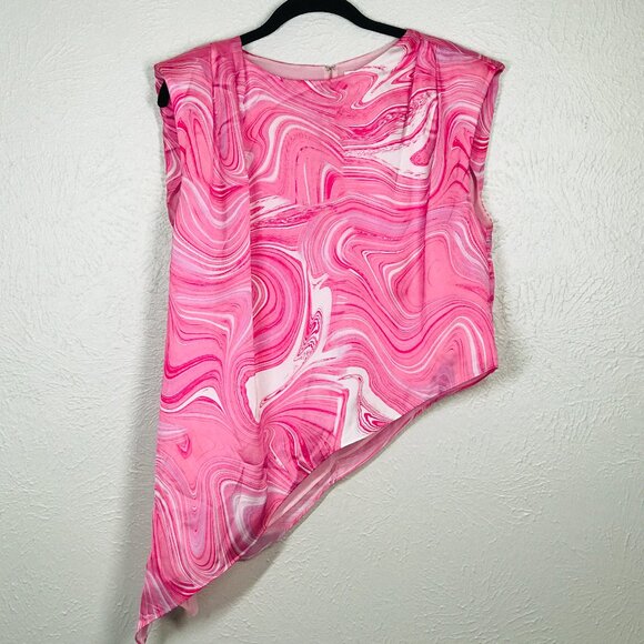 Amanda Uprichard Pink Swirl Jupiter Asymmetrical Hemline Top - Picture 2 of 10